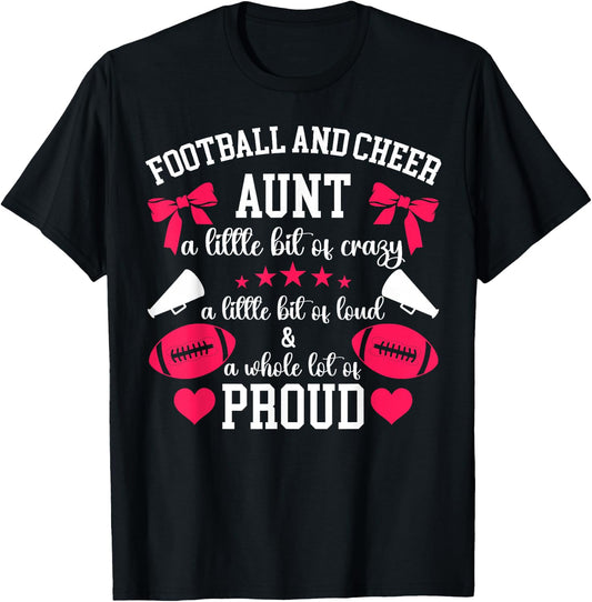 Football And Cheer Aunt Proud Football & Cheer Auntie T-Shirt - T-Shirt | Black