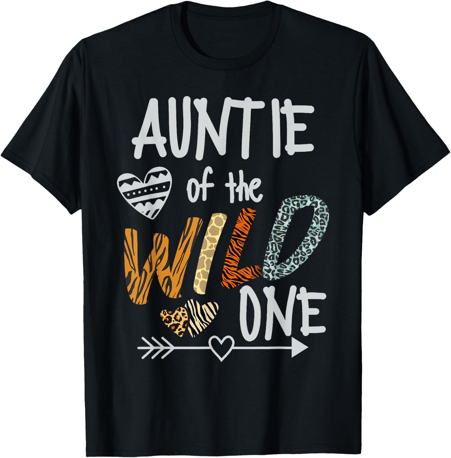 Auntie of The Wild One Animal Safari 1st Birthday Theme T-Shirt - T-Shirt | Black