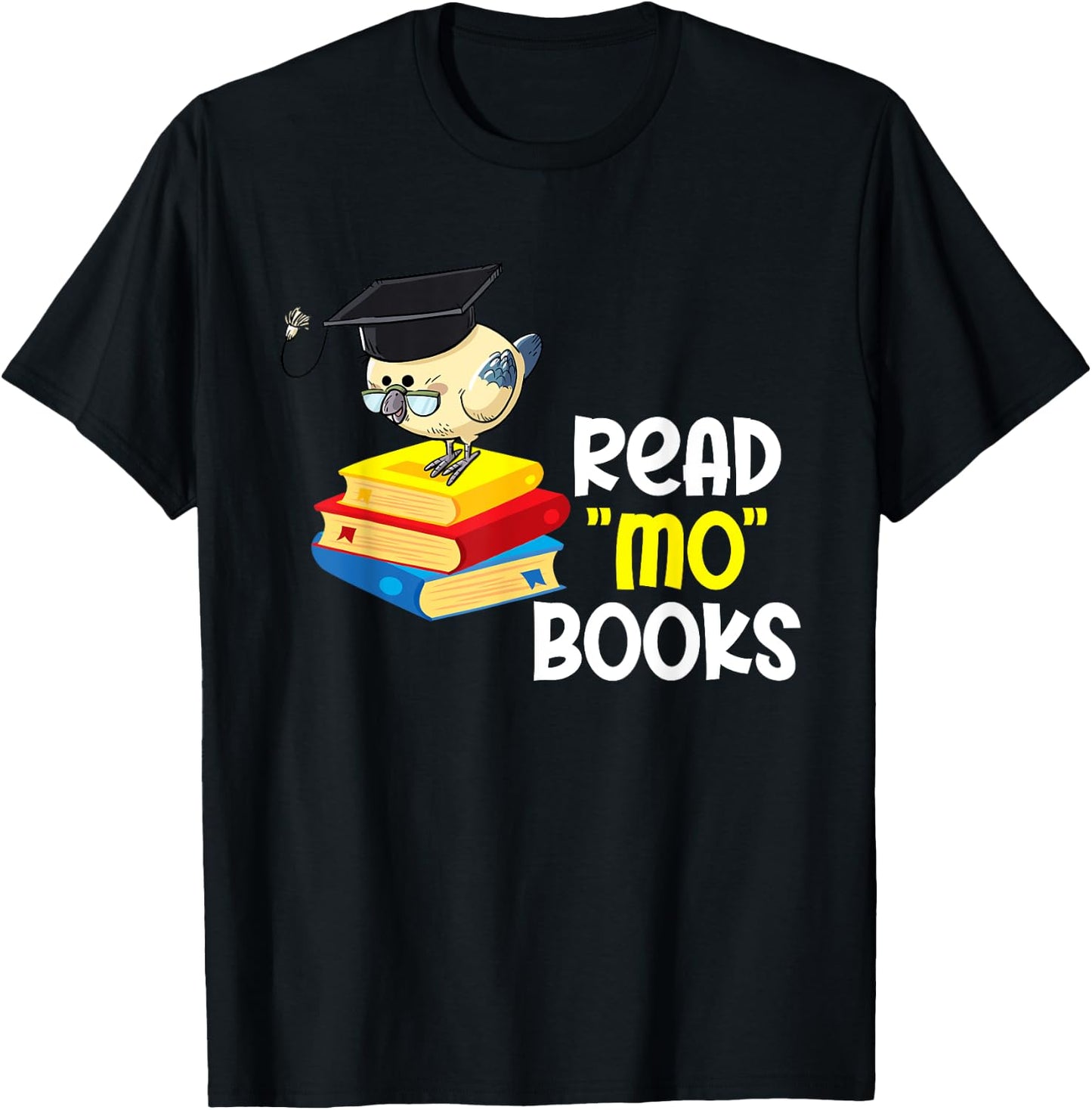 Read Mo Books Funny Bird Reading Lover Teacher Bird Men Women Kids T-Shirt - T-Shirt | Black