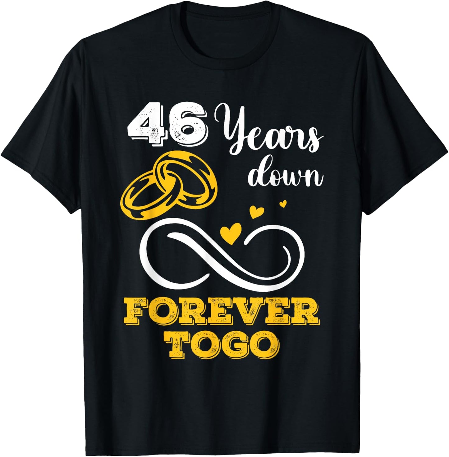 46 Years Down Forever to Go 46th Wedding Anniversary Couple T-Shirt - T-Shirt | Black