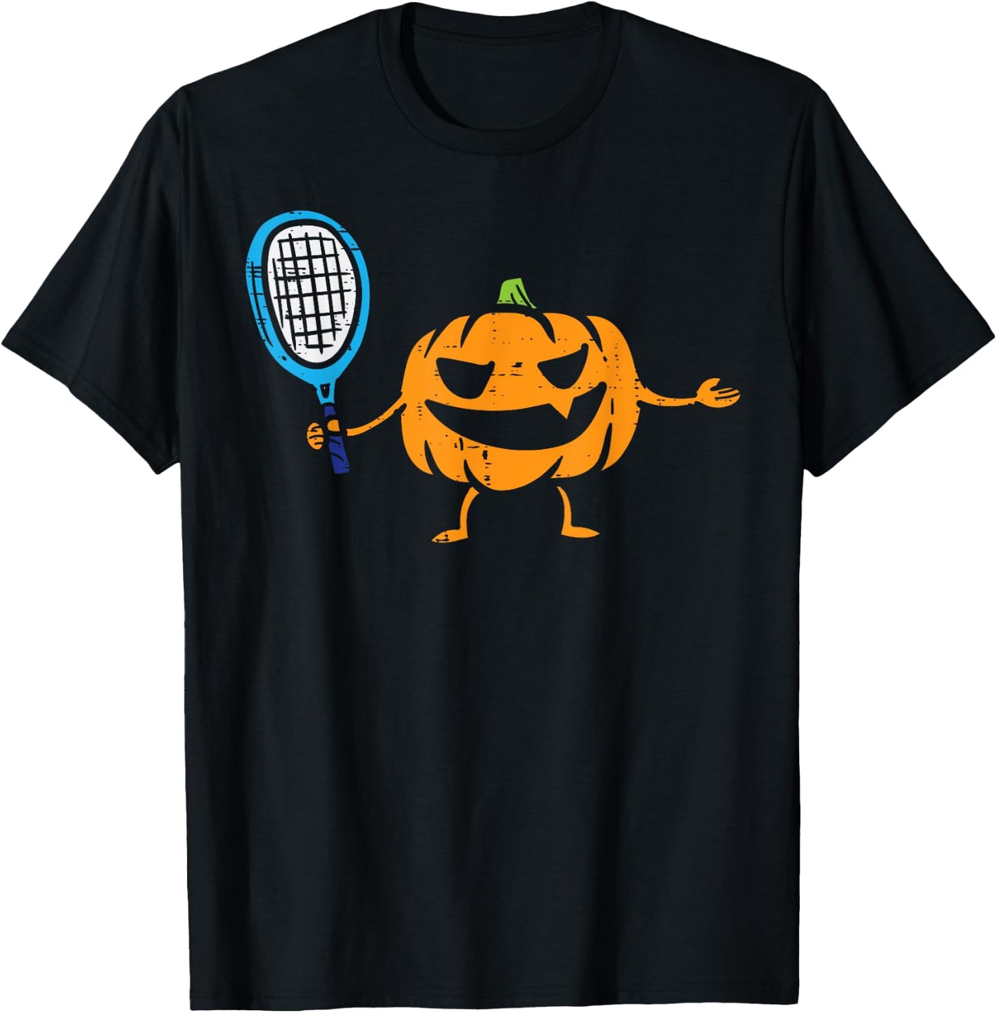 Pumpkin Playing Tennis Jackolantern Halloween Costume Sports T-Shirt - T-Shirt | Black