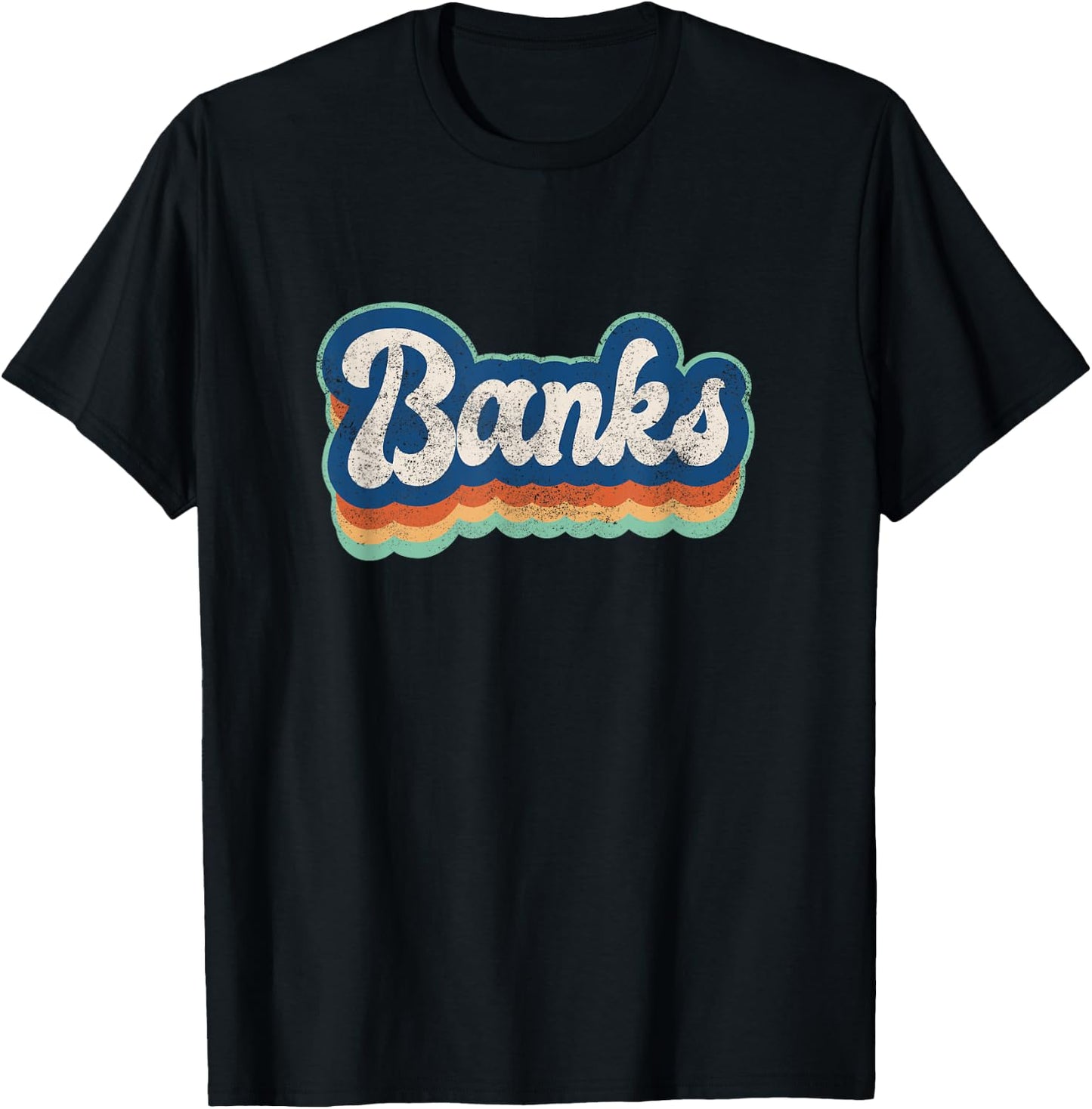 Banks First Name Boy Vintage Style 70s 80s Personalized T-Shirt - T-Shirt | Black