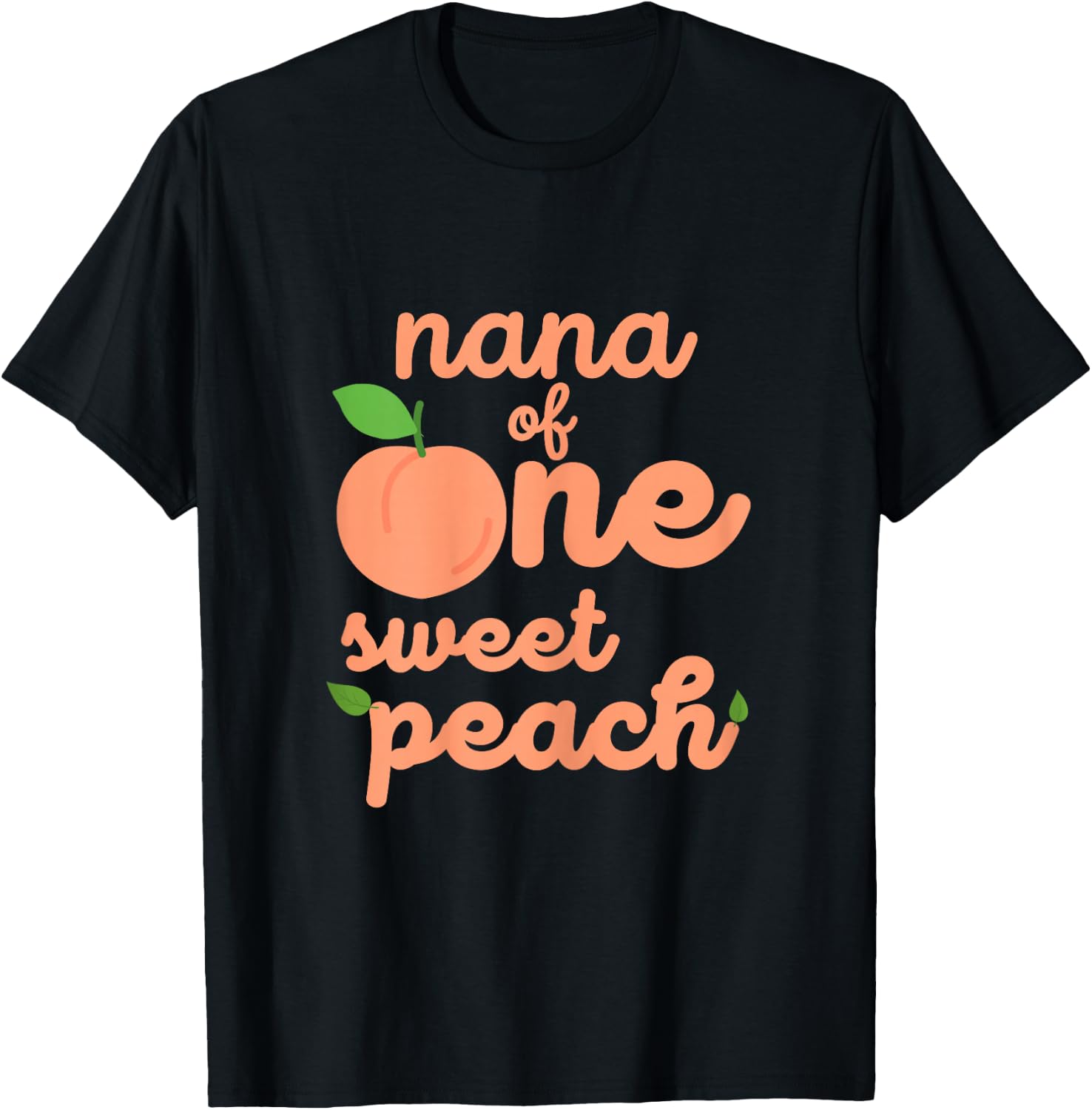 Nana First Birthday One Sweet Peach Bday Family Matching T-Shirt - T-Shirt | Black