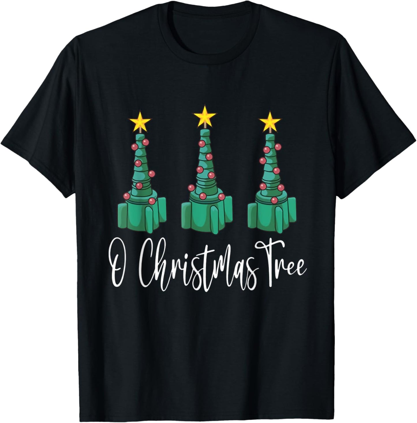 Respiratory Therapist Christmas Nurse RT Merry Xmas Tree ICU T-Shirt - T-Shirt | Black