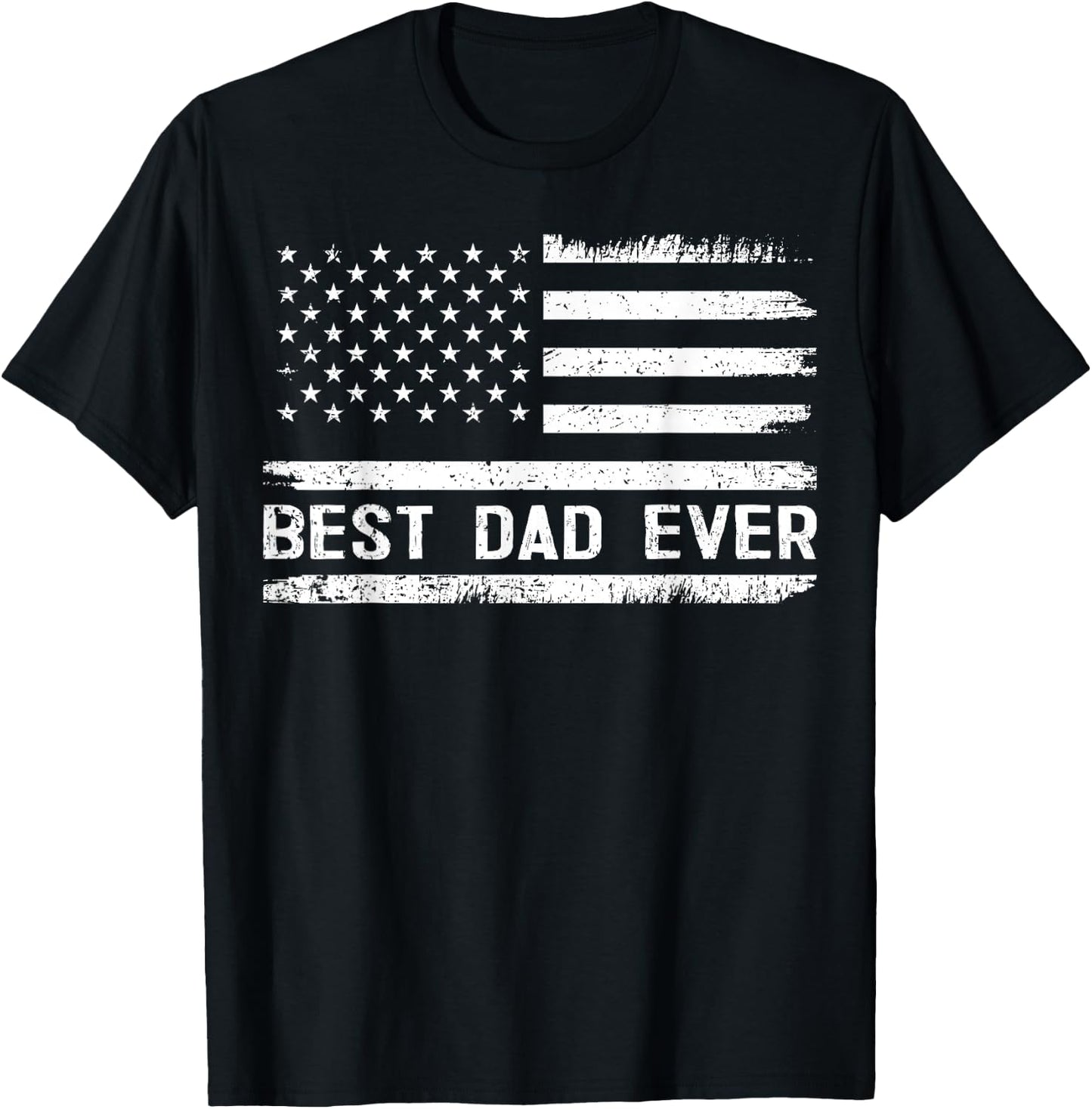Best Dad Ever with US American Flag Gifts Fathers Day Dad T-Shirt - T-Shirt | Black