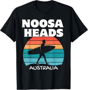 NOOSA HEADS AUSTRALIA Surf Retro Sunset Surfing T-Shirt - T-Shirt | Black