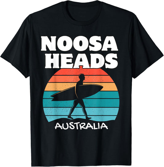 NOOSA HEADS AUSTRALIA Surf Retro Sunset Surfing T-Shirt - T-Shirt | Black