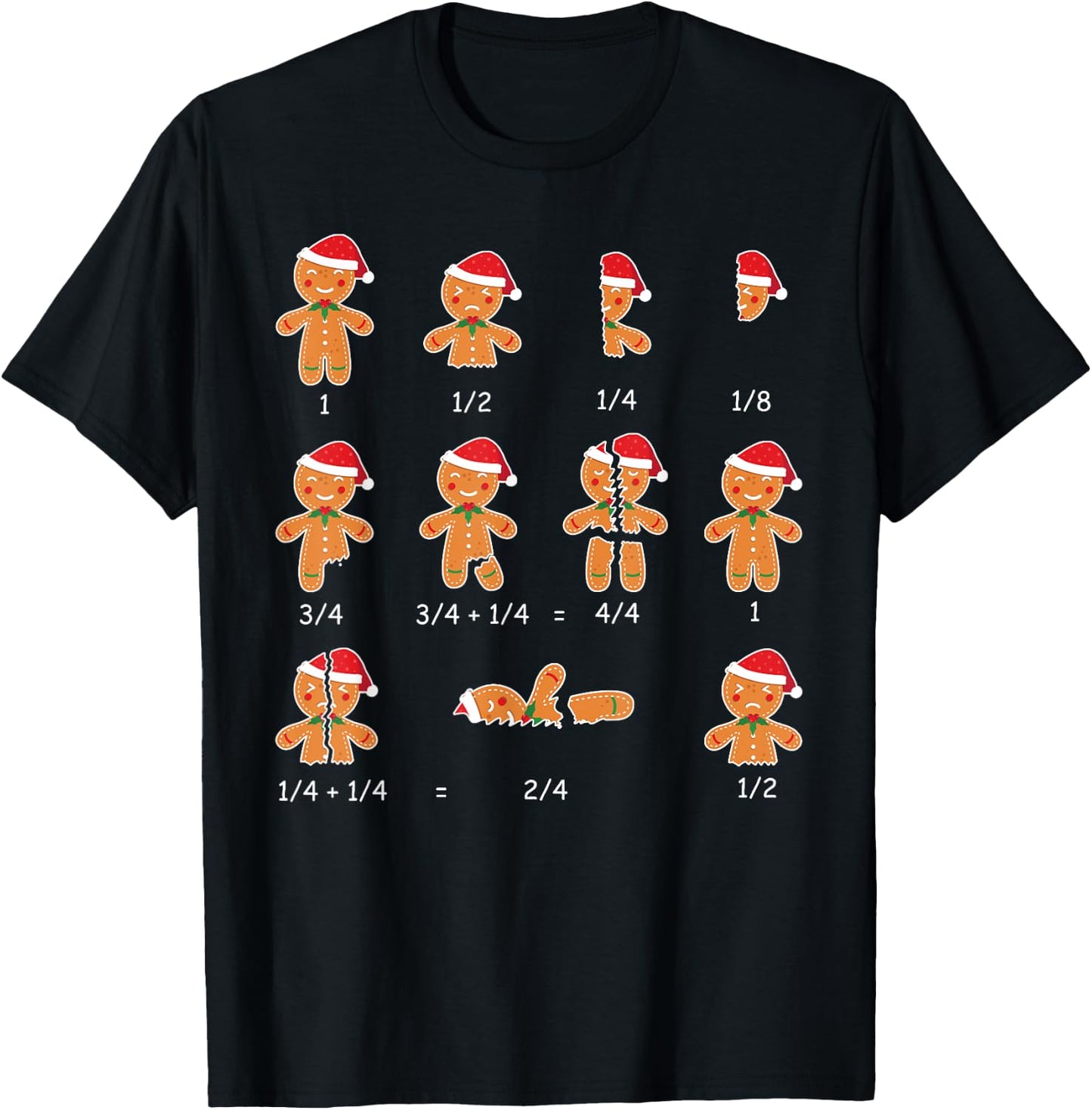 Xmas Cookies Santa Hat Fractions Math Teacher Christmas T-Shirt - T-Shirt | Black