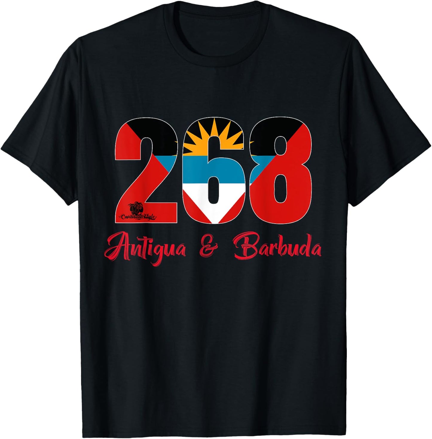 Antigua and Barbuda Caribbean 268 Area Code CaribbeanZtyle T-Shirt - T-Shirt | Black