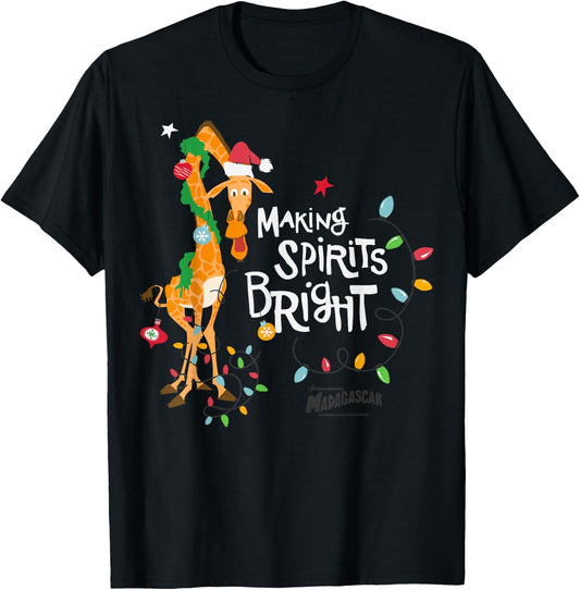 DreamWorks Madagascar Holiday Melman Making Spirits Bright T-Shirt - T-Shirt | Black
