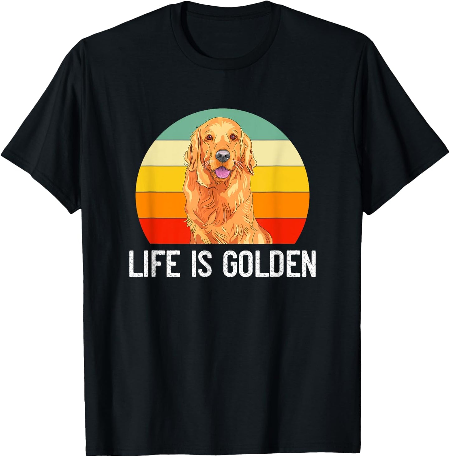 Funny Golden Retriever Life Is Golden Vintage Dog Lover T-Shirt - T-Shirt | Black