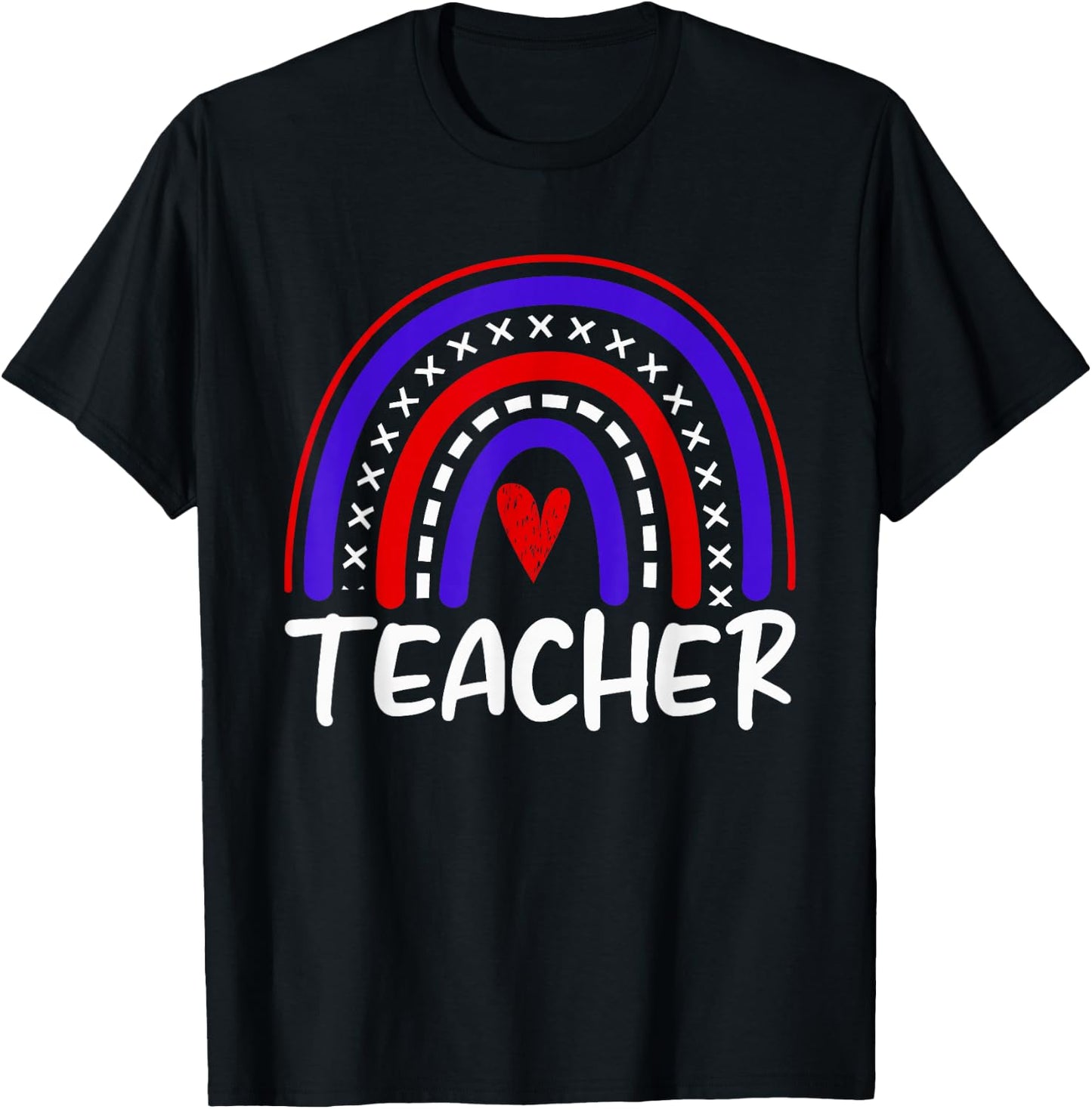 Rainbow Red White Blue Teacher 4th of July Professor T-Shirt - T-Shirt | Black