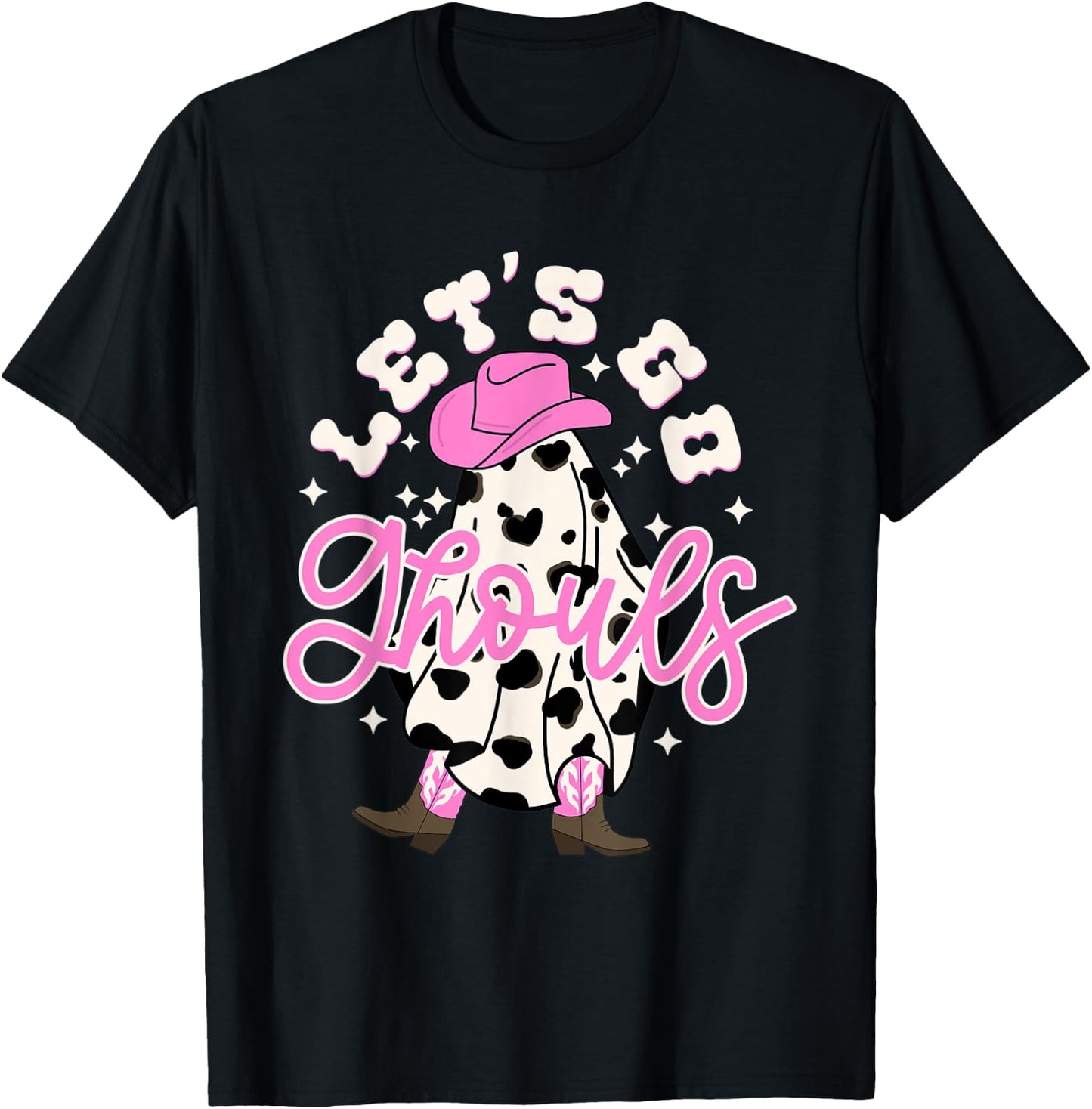 Let's Go Ghouls Cowgirl Western Spooky Halloween Cute Retro T-Shirt - T-Shirt | Black