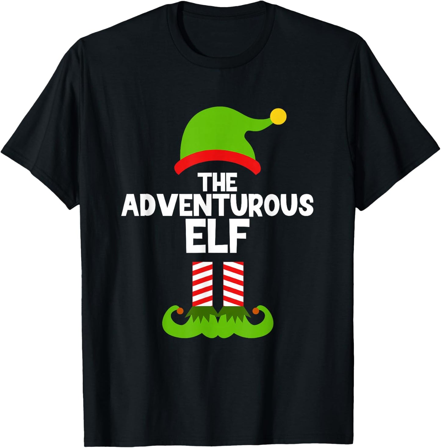 Funny The Adventurous Elf Christmas Family Pajama Adventure T-Shirt - T-Shirt | Black