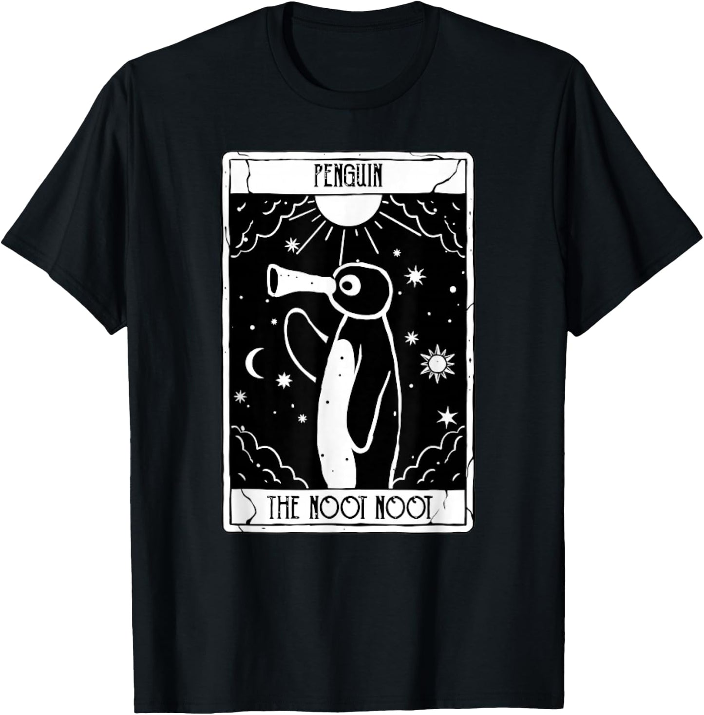 Noot Funny Penguin Tarot Vintage Distressed T-Shirt - T-Shirt | Black