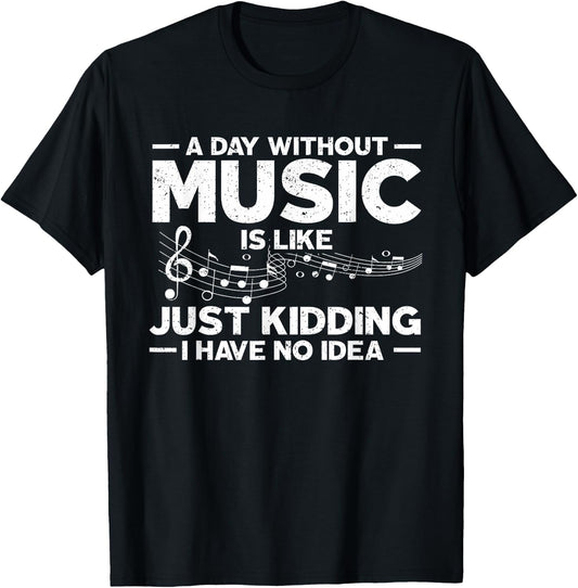 A Day Without Music Is Like Just Kidding I Have No Idea T-Shirt - T-Shirt | Black
