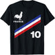 France Flag Rooster Number 10 Soccer Fan Men Women Kids Boys T-Shirt - T-Shirt | Black