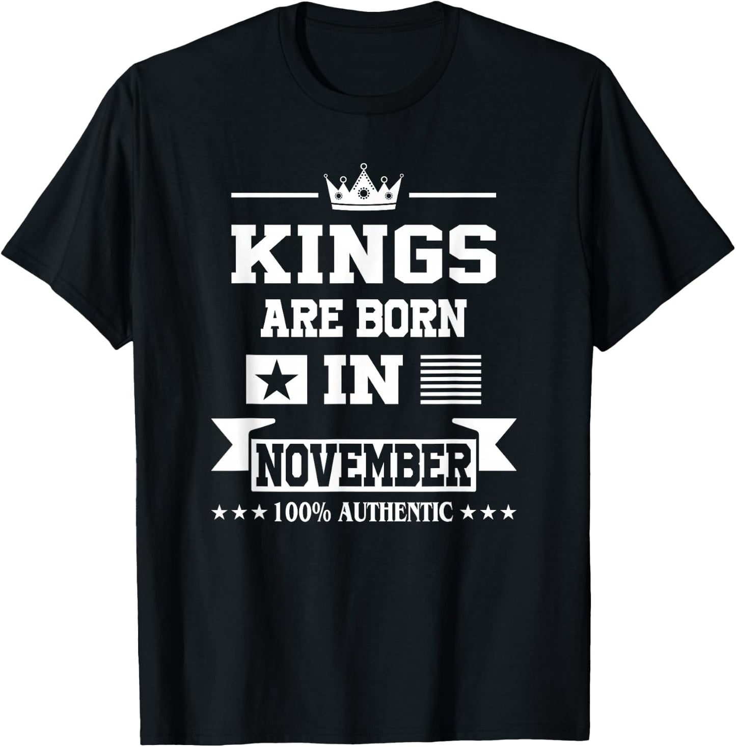 Men Kings Are Born In November Birthday T-Shirt - T-Shirt | Black