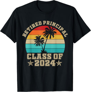 Retired Principal class of 2024 vintage school retirement T-Shirt - T-Shirt | Black