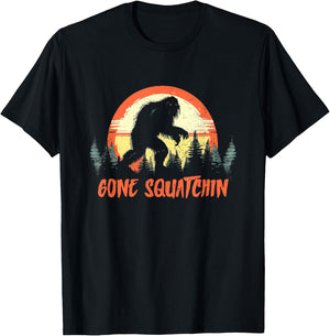 Gone Squatchin - Funny Vintage Bigfoot Hunter Sasquatch T-Shirt - T-Shirt | Black