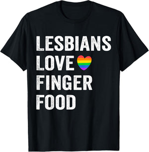 Lesbians Love Finger Food funny Lesbian T-Shirt - T-Shirt | Black