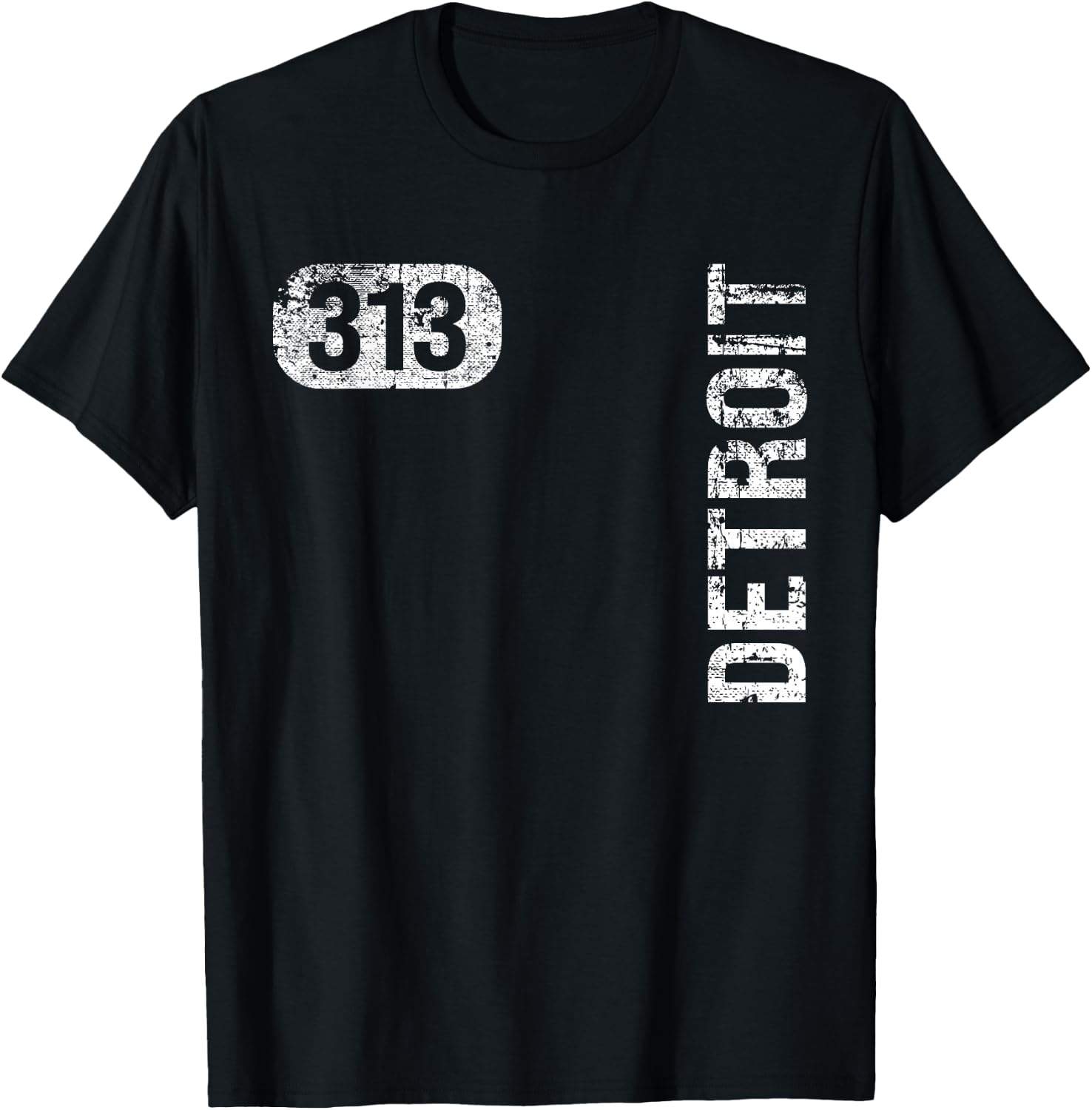 MI Hometown Love Retro Souvenir Apparel Detroit Michigan 313 Area Code Vintage Retro -Adult Black Small Classic Fit Short Sleeve T-Shirt - T-Shirt | Black