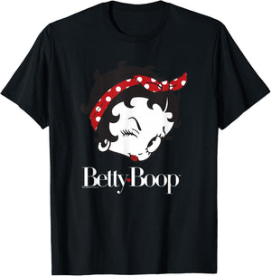 Betty Boop Vintage Big Head Wink Bandana T-Shirt - T-Shirt | Black