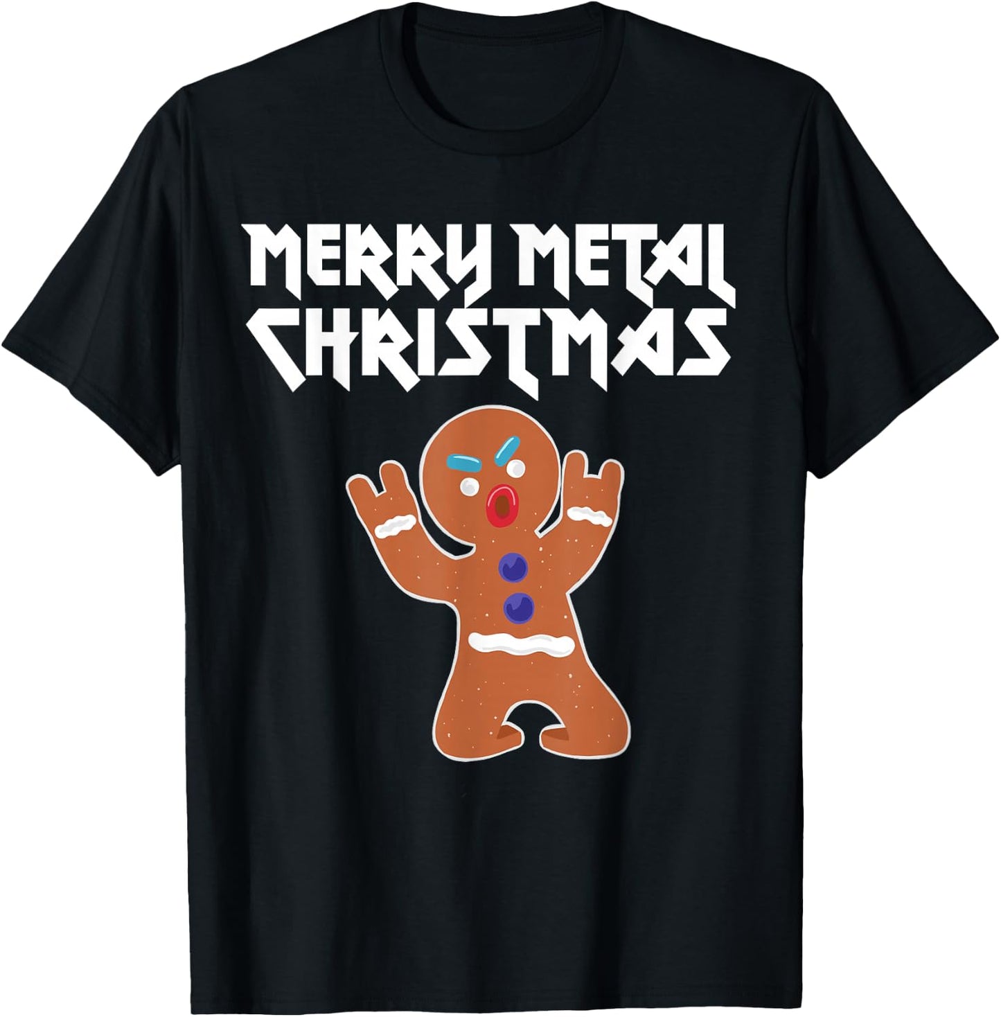 Metal Christmas funny Metal Gingerbread Man T-Shirt - T-Shirt | Black