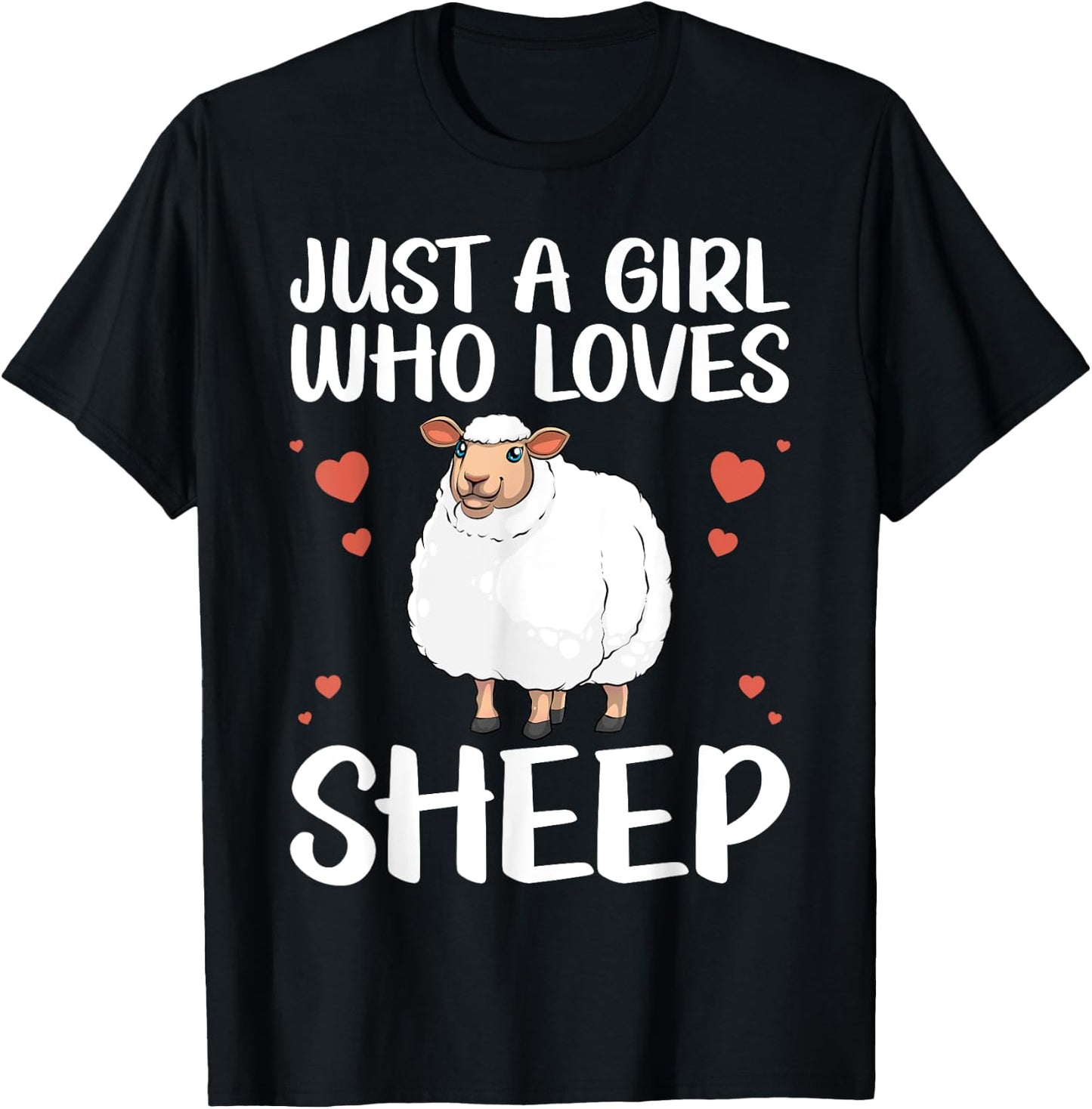 Cool Sheep Girls Kids Love Lamb Sheep Lover Farmer T-Shirt - T-Shirt | Black