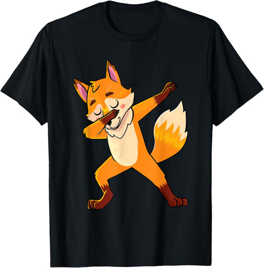 Dabbing Fox Foxes Lover Men Women Kids T-Shirt - T-Shirt | Black