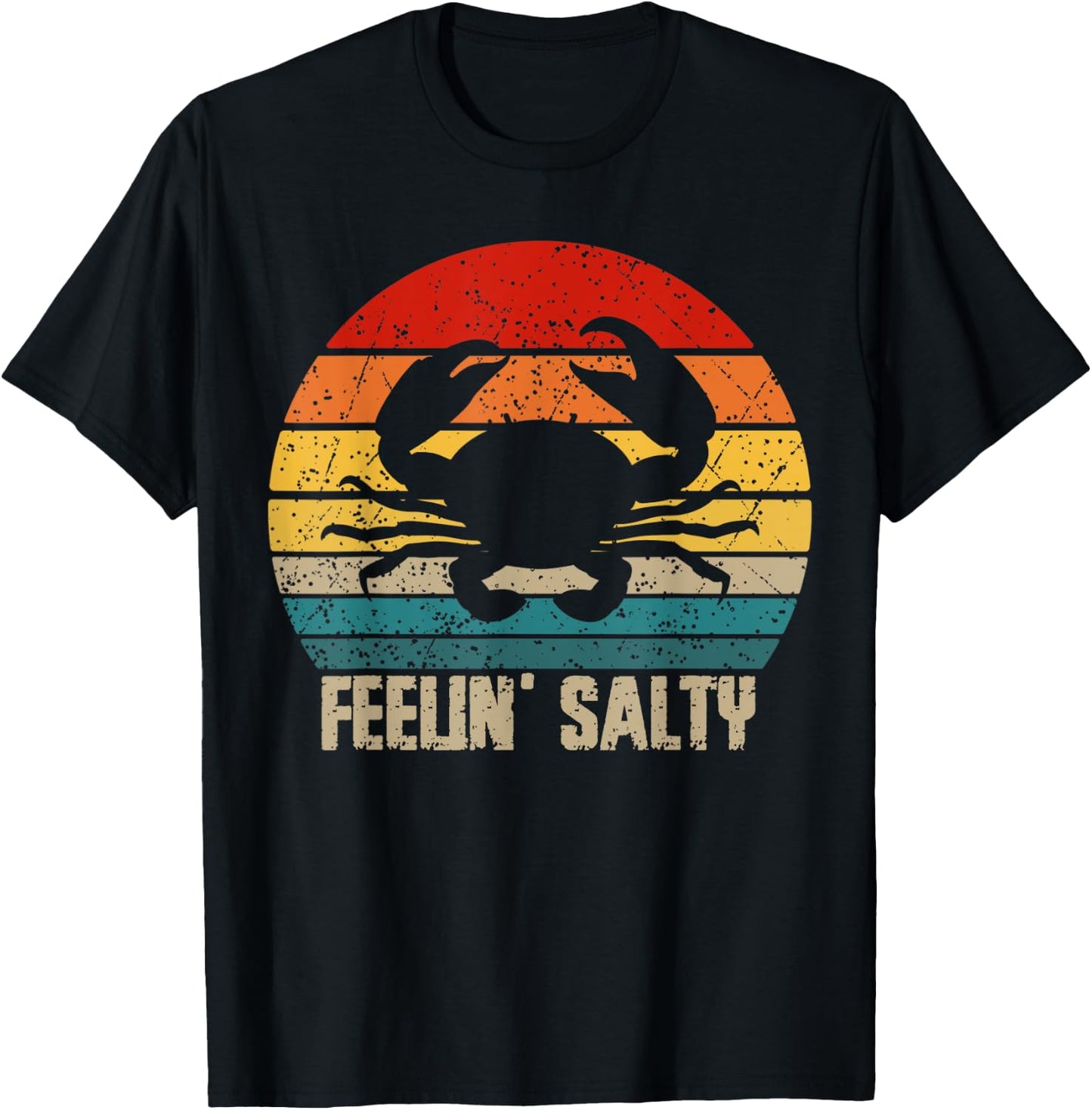 Feelin Salty Maryland Crab Sunset Graphic T-Shirt - T-Shirt | Black