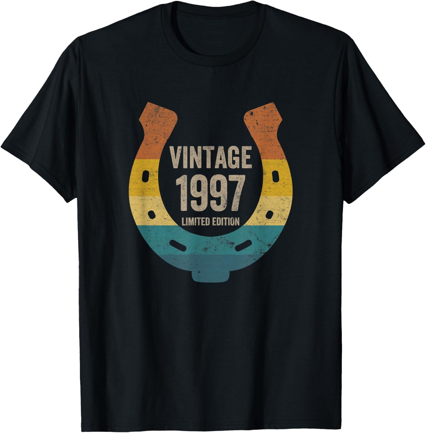Vintage Horseshoe 1997 Limited Edition 25 Years Old Birthday T-Shirt - T-Shirt | Black