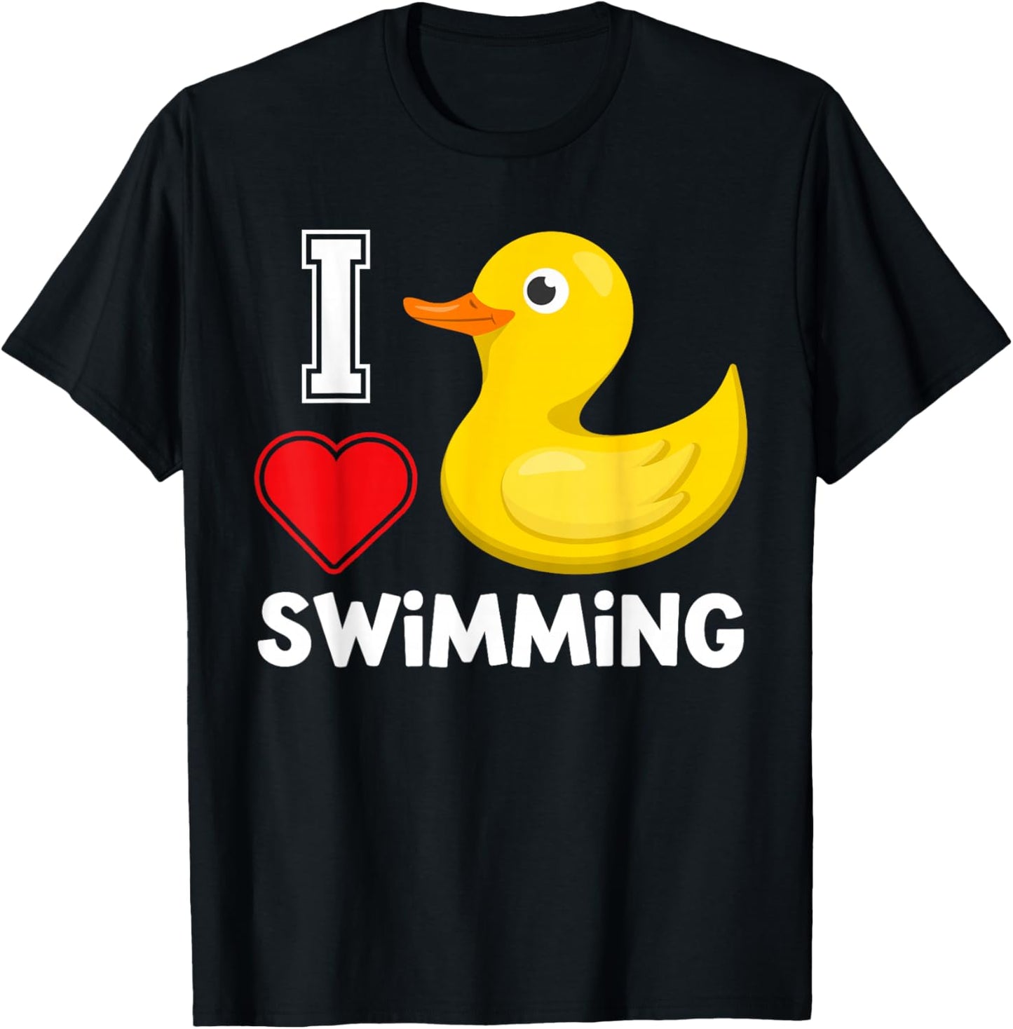 Swim Shirts For Boys Girls, Funny I Love Swimming Duck T-Shirt - T-Shirt | Black