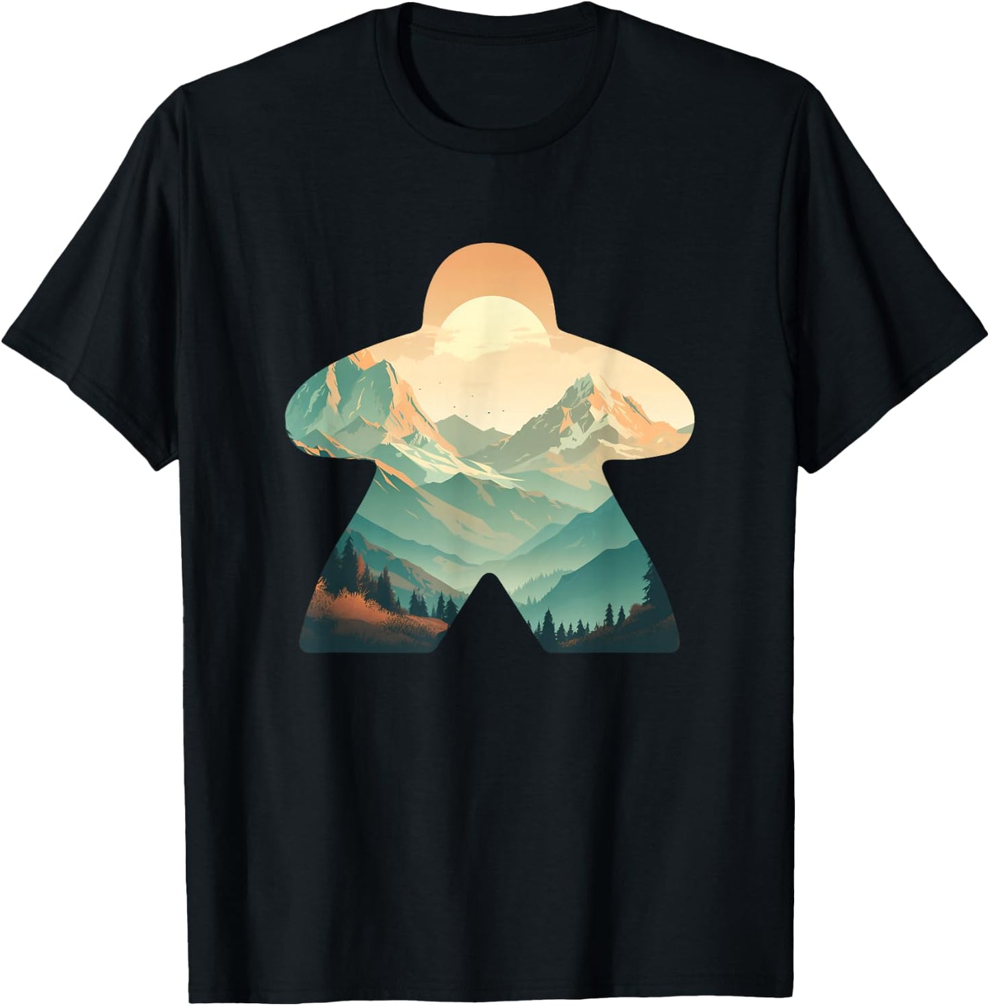 Meeple Nature Forest Adventure Tabletop Mountain Meeple T-Shirt - T-Shirt | Black