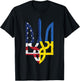 Ukrainian American Flag Symbol Love Support US Ukraine Gift T-Shirt - T-Shirt | Black
