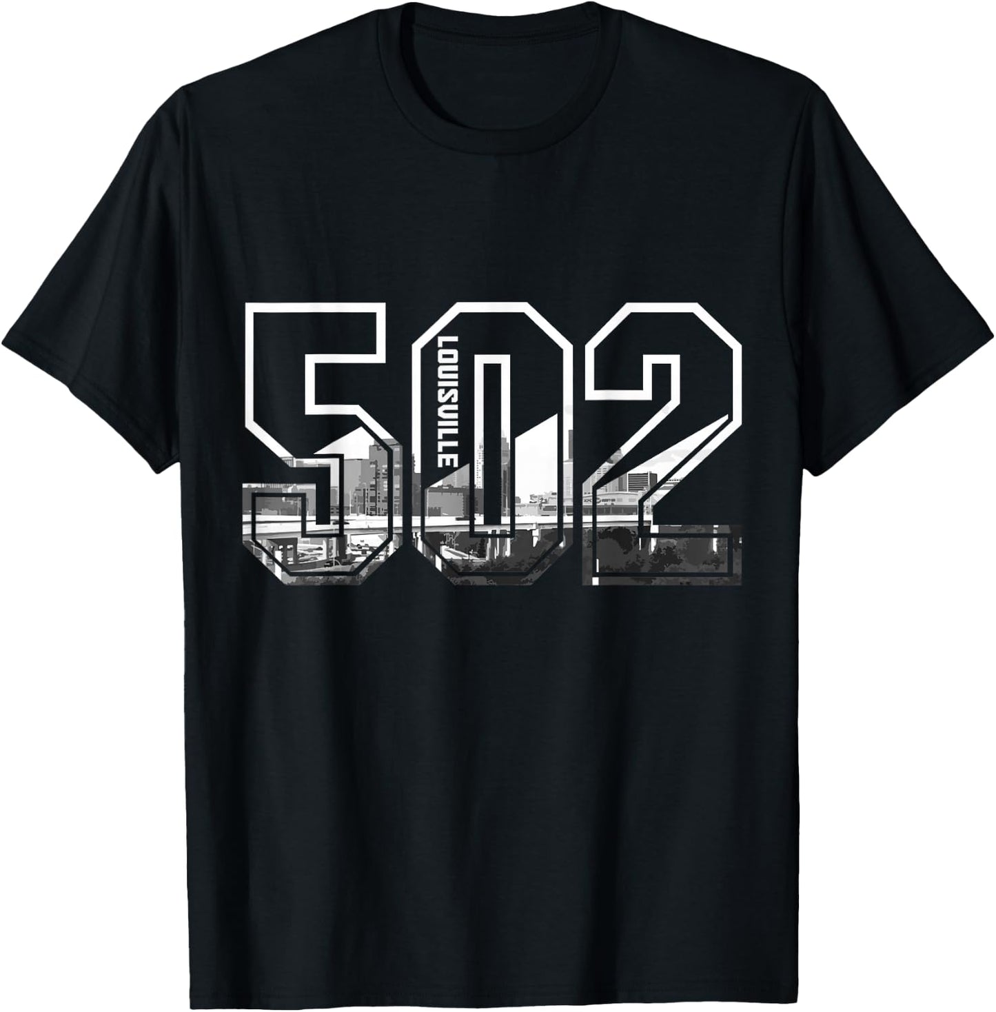 502 Area Code Pride Louisville Kentucky Skyline Vintage T-Shirt - T-Shirt | Black