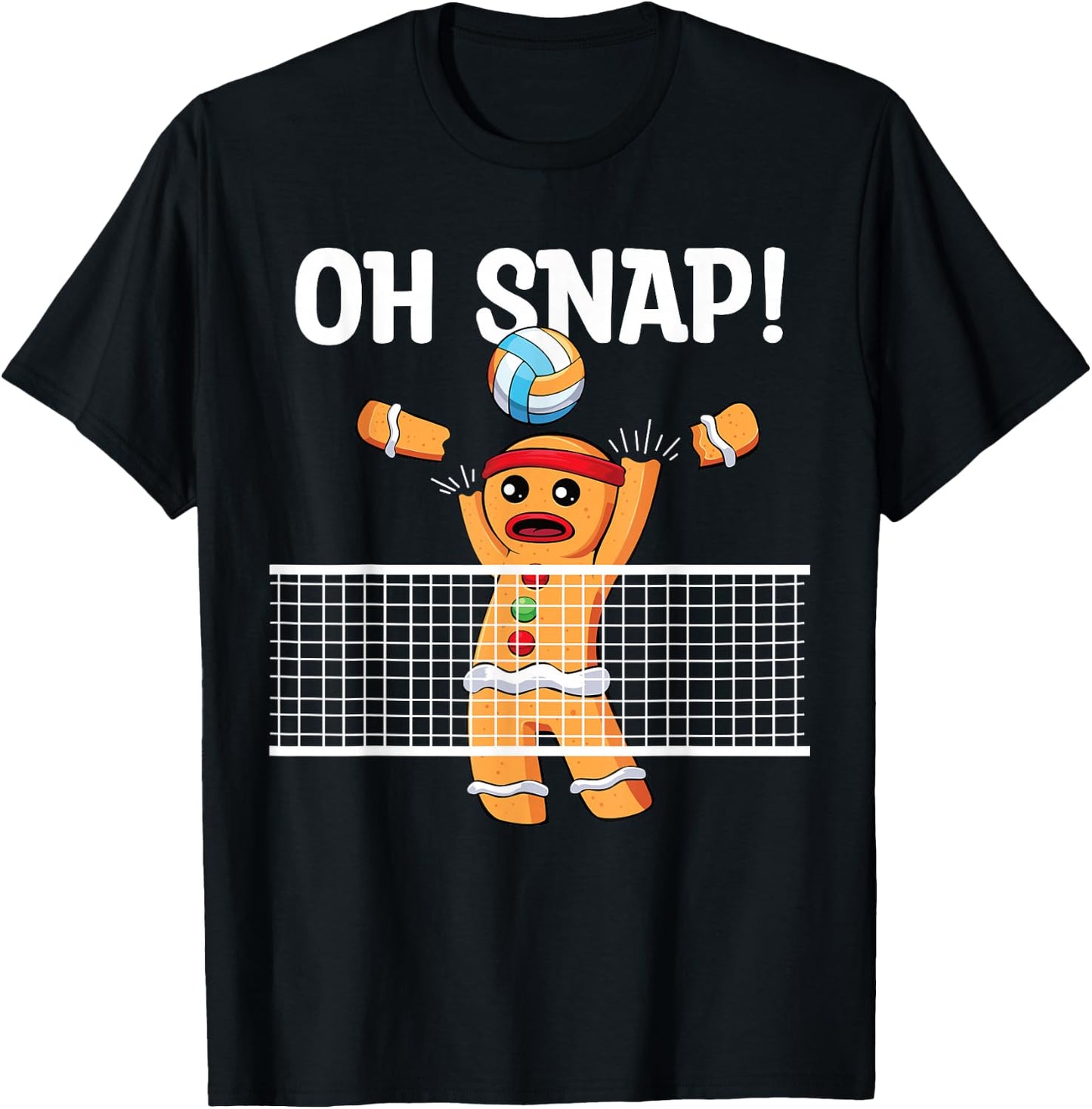 Gingerbread Man Oh Snap Christmas Volleyball Player Blocker T-Shirt - T-Shirt | Black