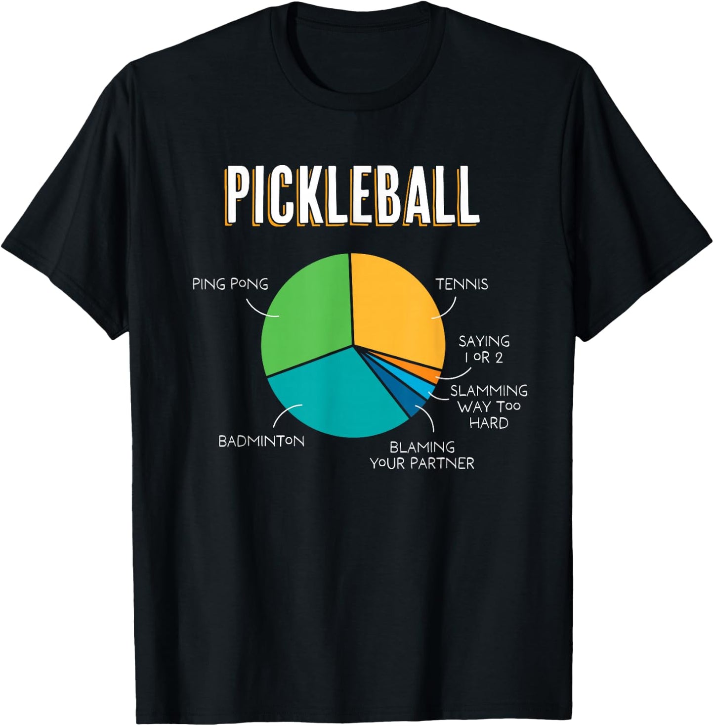 Pickleball Pie Chart 1 or 2 Slam Funny Pickleball T-Shirt - T-Shirt | Black