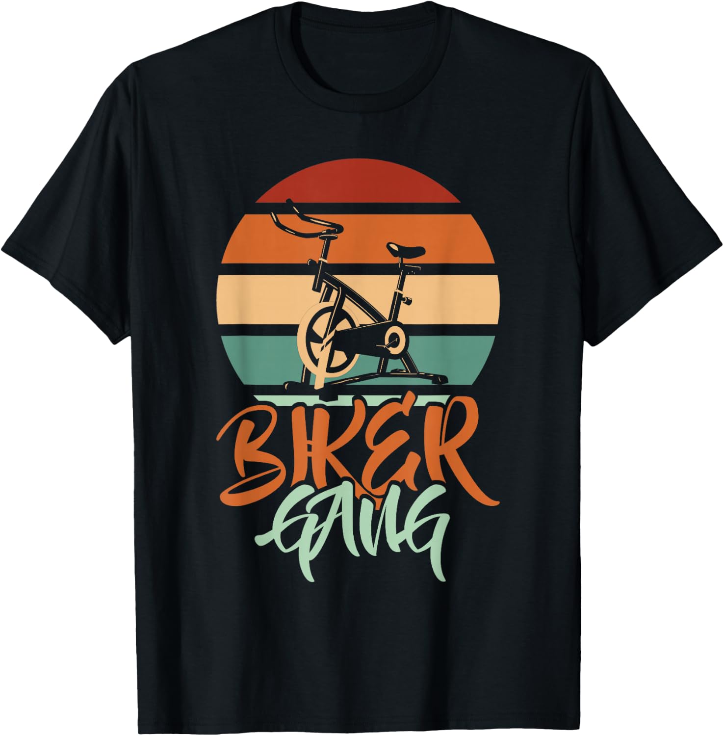 Biker Gang Retro Vintage Gym Cycling Fitness Indoor Bicycle T-Shirt - T-Shirt | Black