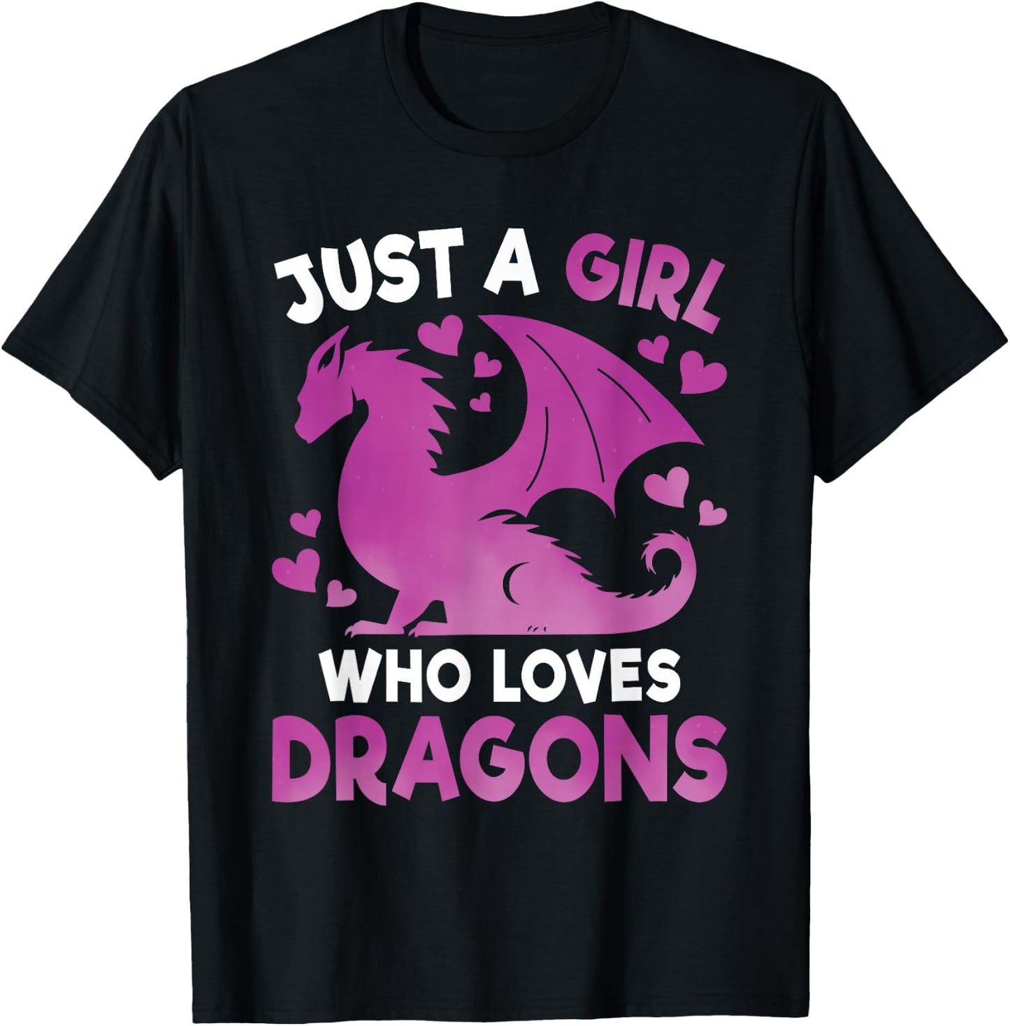 Just A Girl Who Loves Dragons Cute Dragon Lover Girls Kids T-Shirt - T-Shirt | Black
