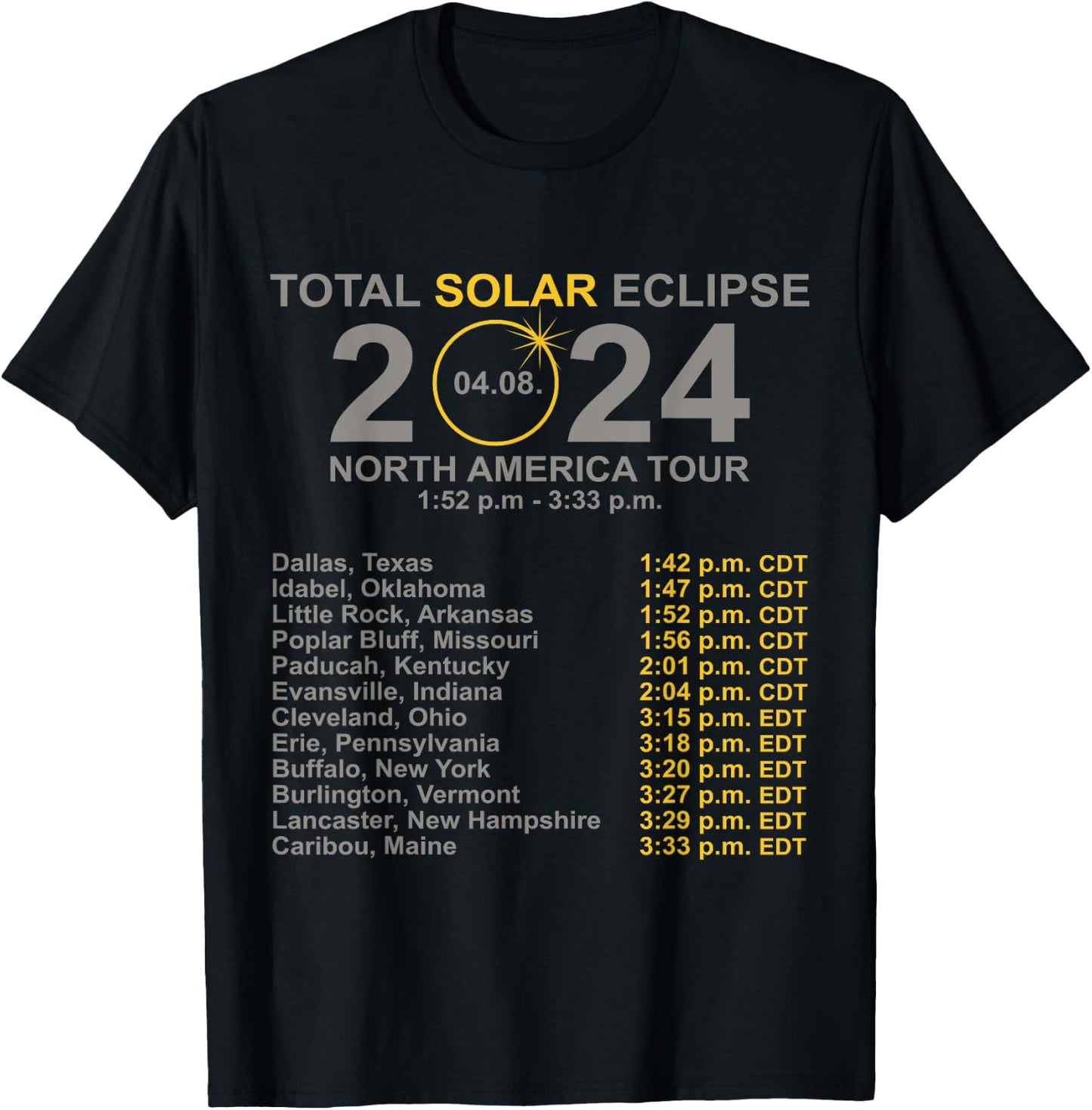 2024 Total Solar Eclipse April 8 Path Of The Eclipse T-Shirt - T-Shirt | Black