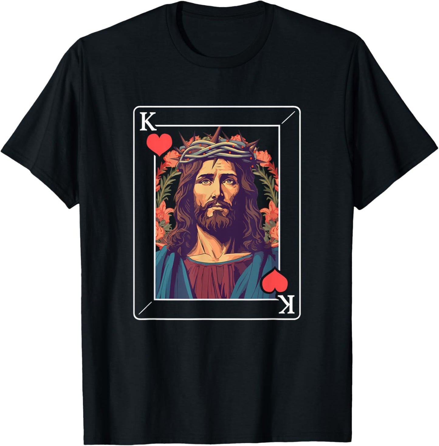 Jesus King of Hearts T-Shirt - T-Shirt | Black
