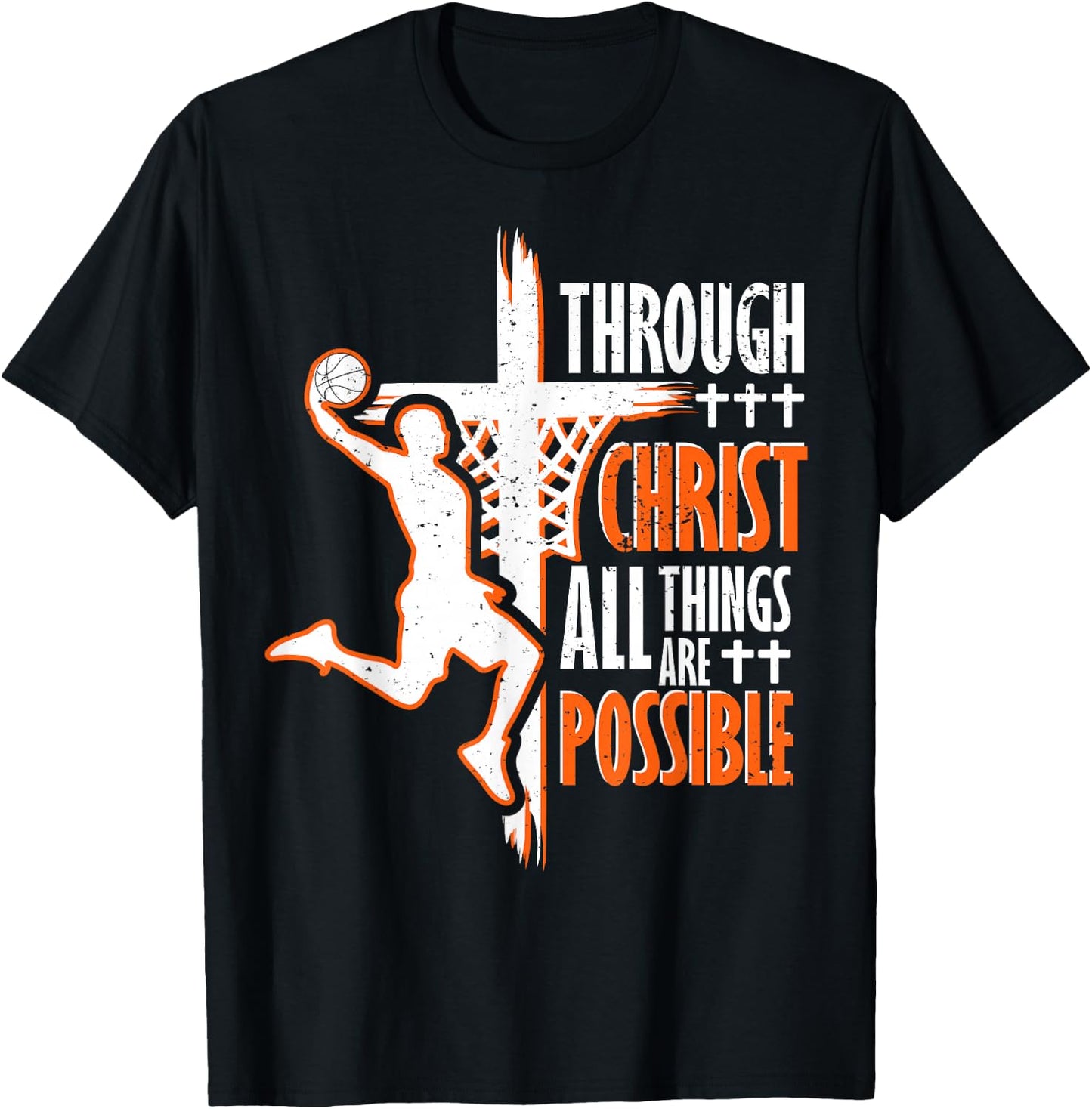 Christian Basketball Jesus Christ Basketball Religious Funny T-Shirt - T-Shirt | Black