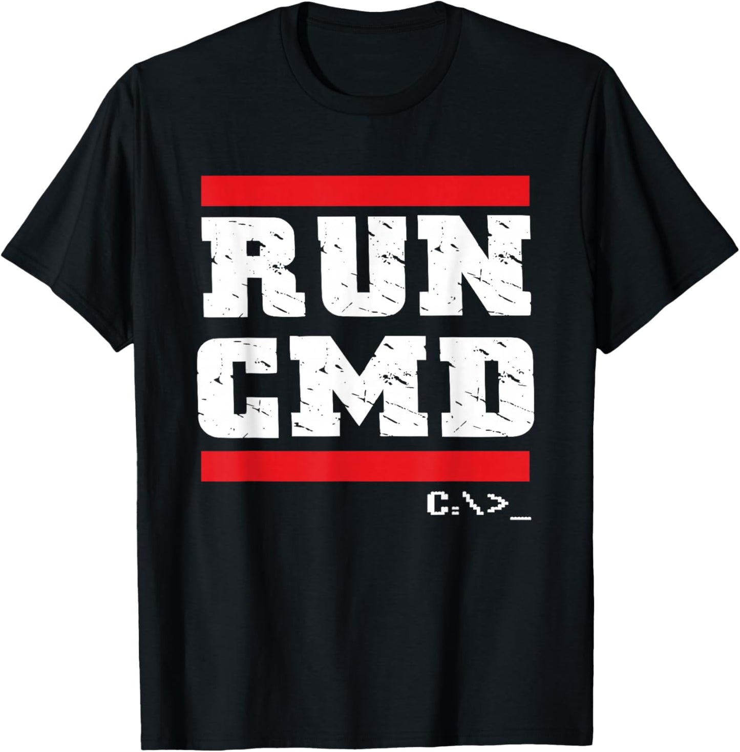Run CMD | Programmer Coder | Computer Nerd T-Shirt - T-Shirt | Black