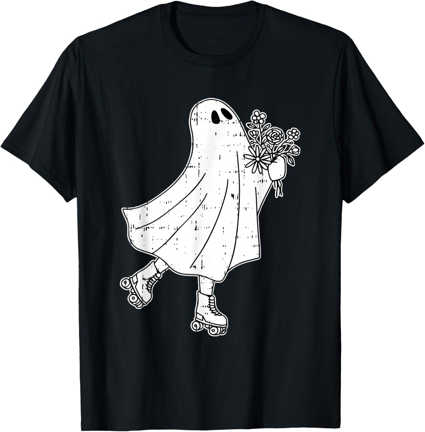 Ghost Roller Skate Halloween Costume Ghoul Skating Skater T-Shirt - T-Shirt | Black