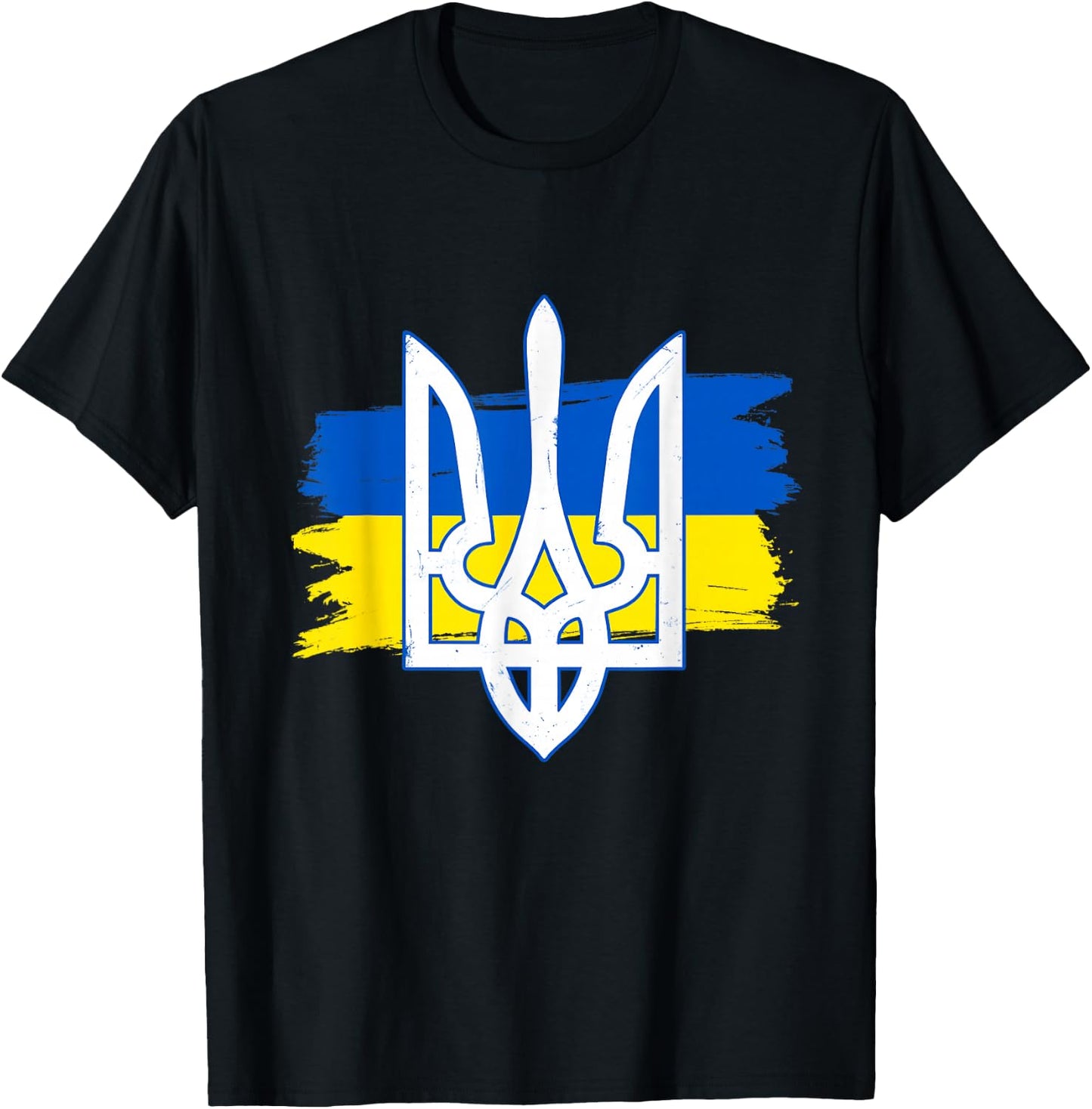 Ukraine Flag Trident - Ukrainian Tryzub Patriotic Women Kids Men T-Shirt - T-Shirt | Black