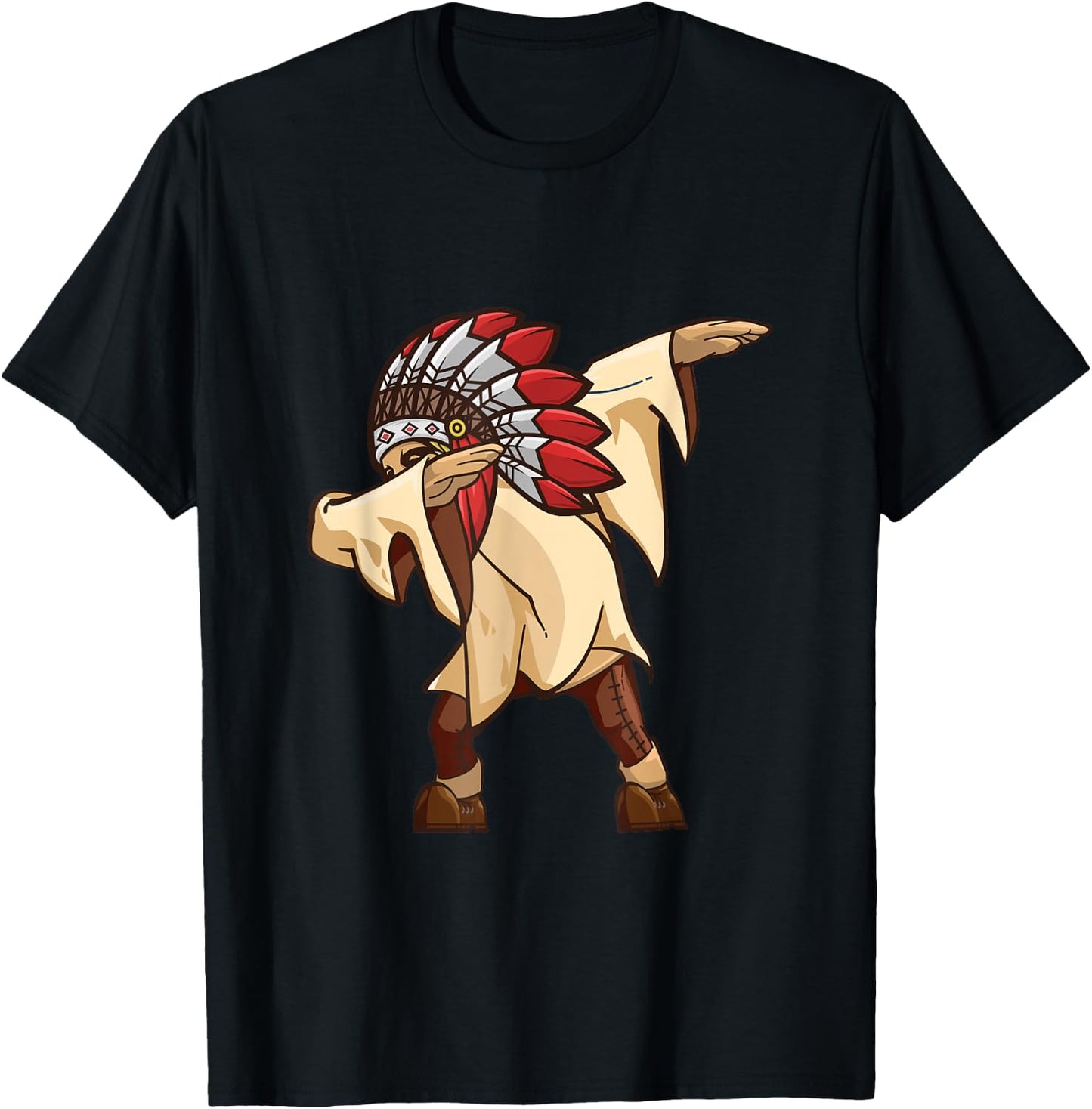 Dabbing Indian Chief Native Indigenous Dab Dance T-Shirt - T-Shirt | Black