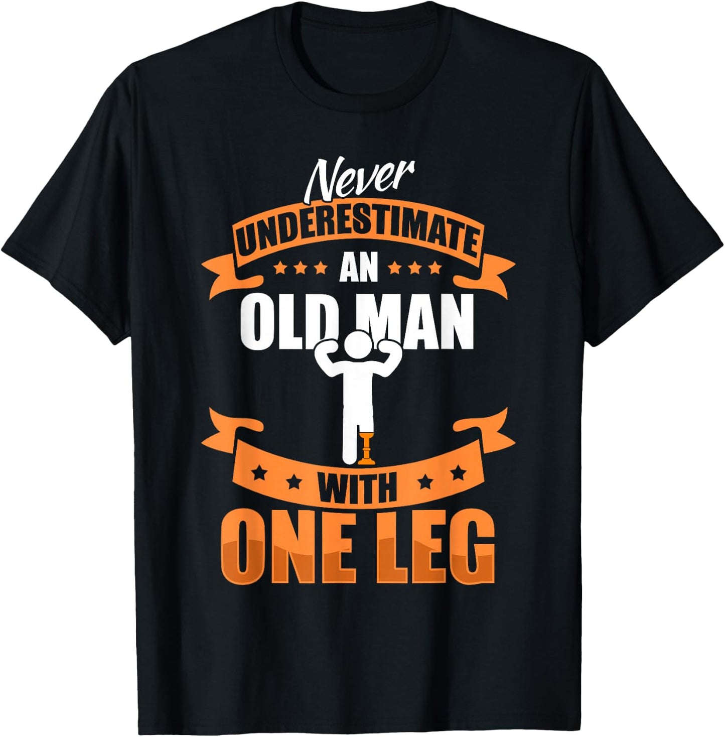 Leg Prosthesis Old Man & Leg Amputation Prosthesis T-Shirt - T-Shirt | Black