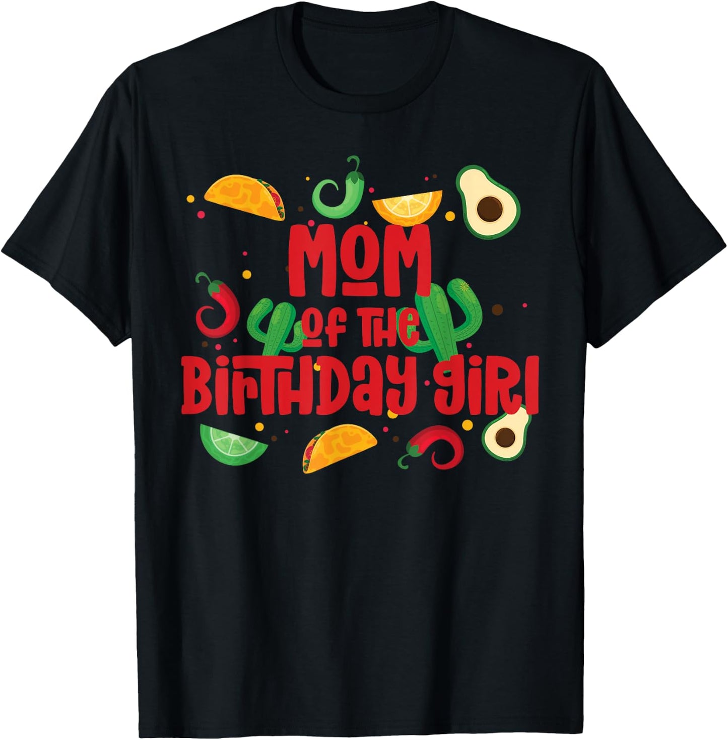 Mom Taco Twosday Fiesta Taco Birthday Theme Girl 2yr T-Shirt - T-Shirt | Black