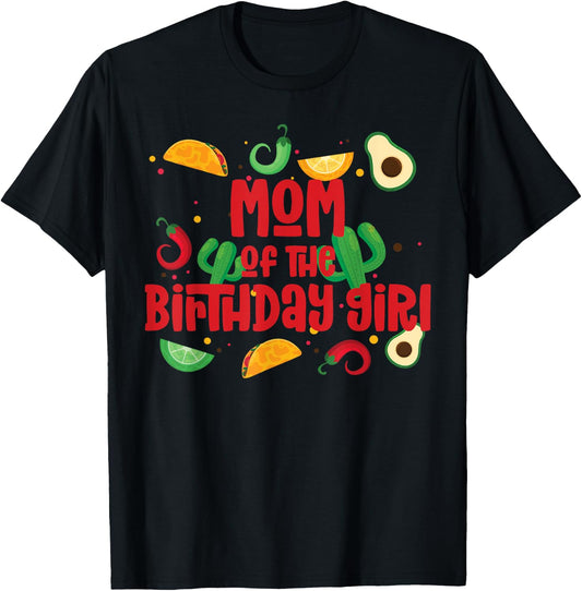Mom Taco Twosday Fiesta Taco Birthday Theme Girl 2yr T-Shirt - T-Shirt | Black